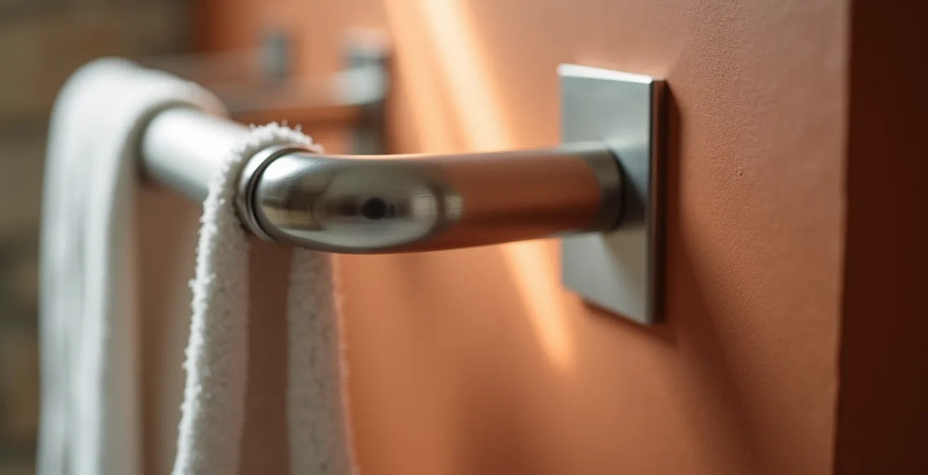 Barres d'appui chromées design intégrées élégamment dans une salle de bain contemporaine