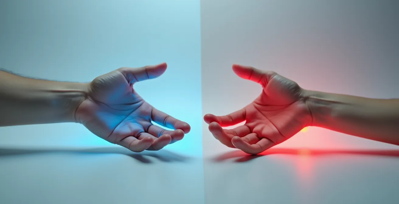 Schéma comparatif montrant les différences entre douleur musculaire diffuse et douleur neuropathique en trajet électrique