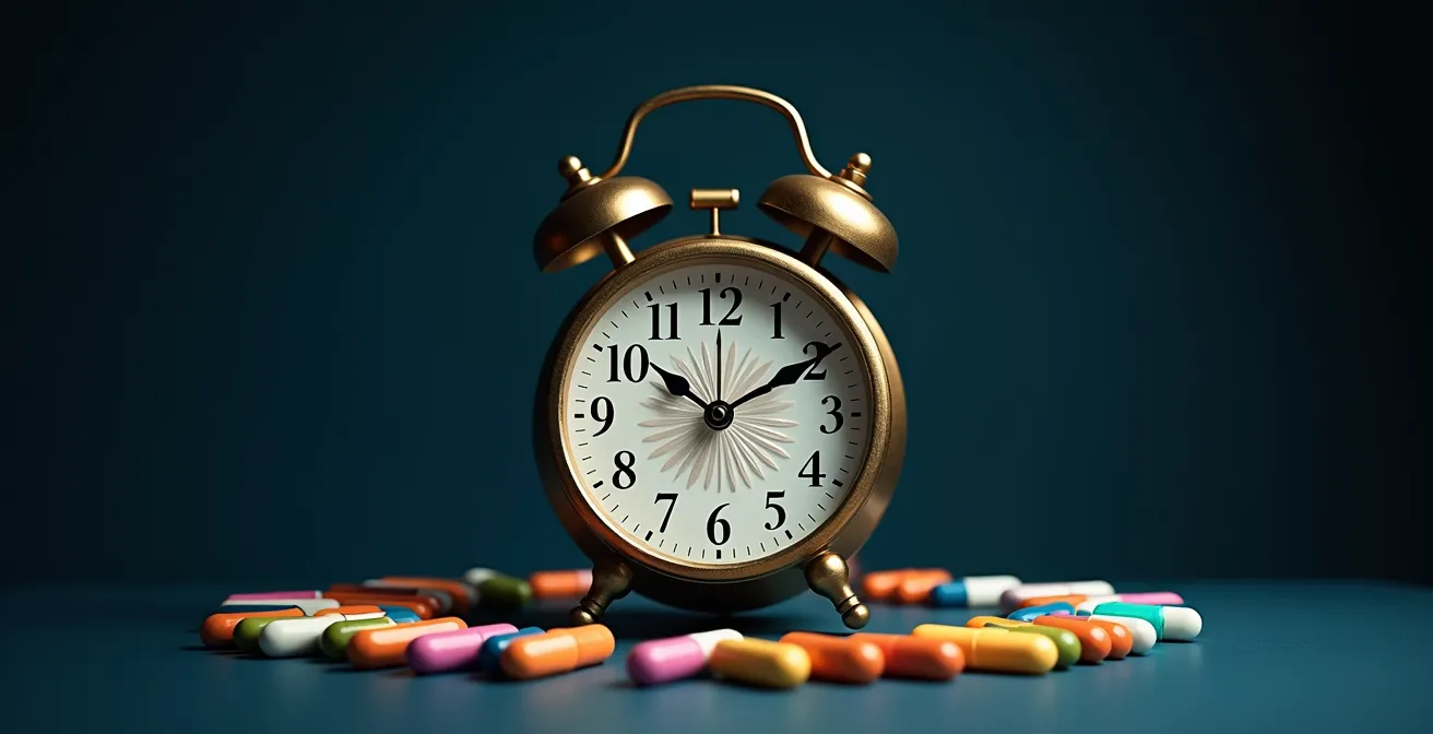 Représentation visuelle du rythme circadien et des moments optimaux de prise médicamenteuse