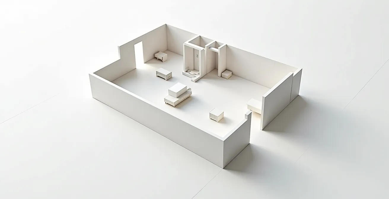 Plan architectural montrant l'emplacement optimal d'un ascenseur dans une maison