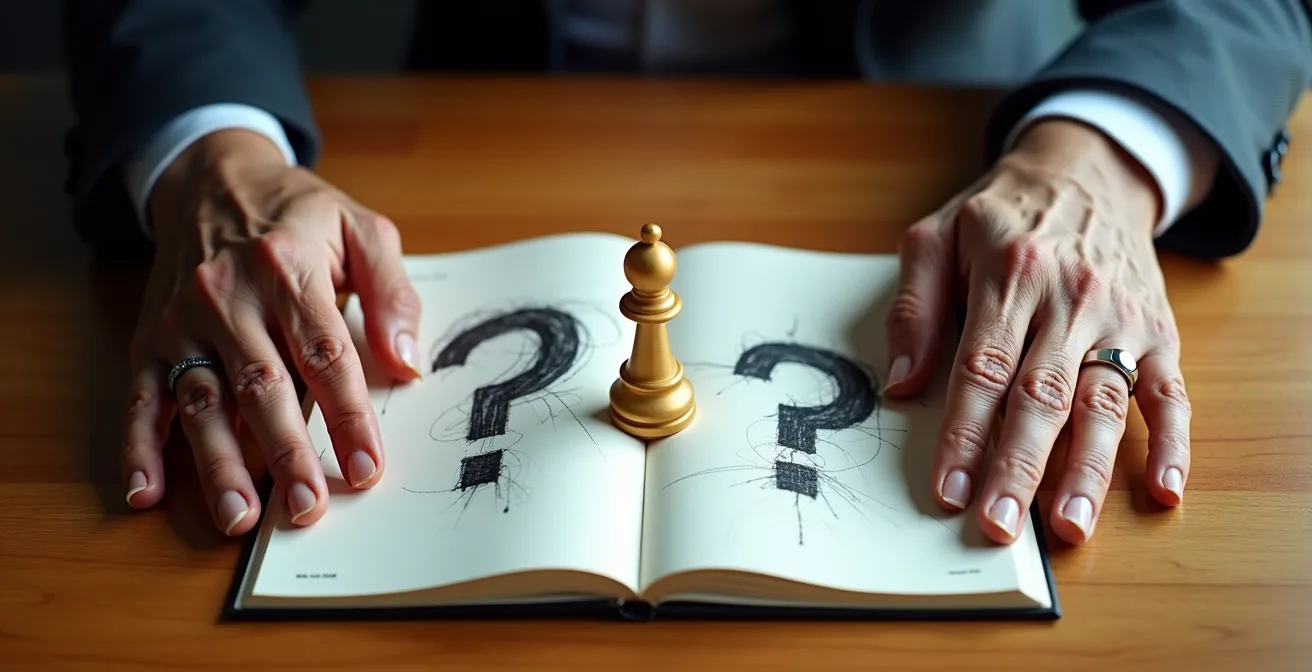 Scène de mentorat montrant l'écoute active et le questionnement entre mentor et entrepreneur