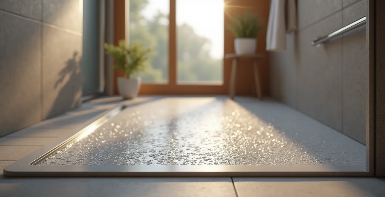 Receveur de douche en résine avec texture antidérapante aspect pierre naturelle