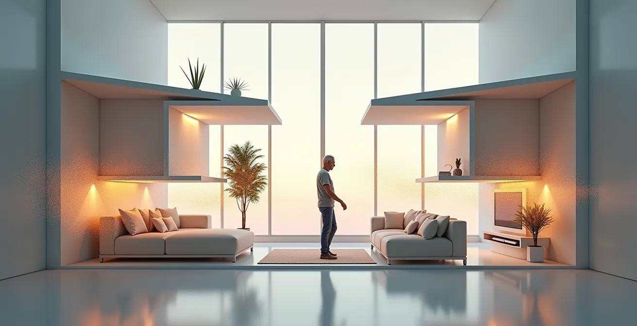 Vue en coupe d'une maison montrant les flux d'air avec VMC simple et double flux