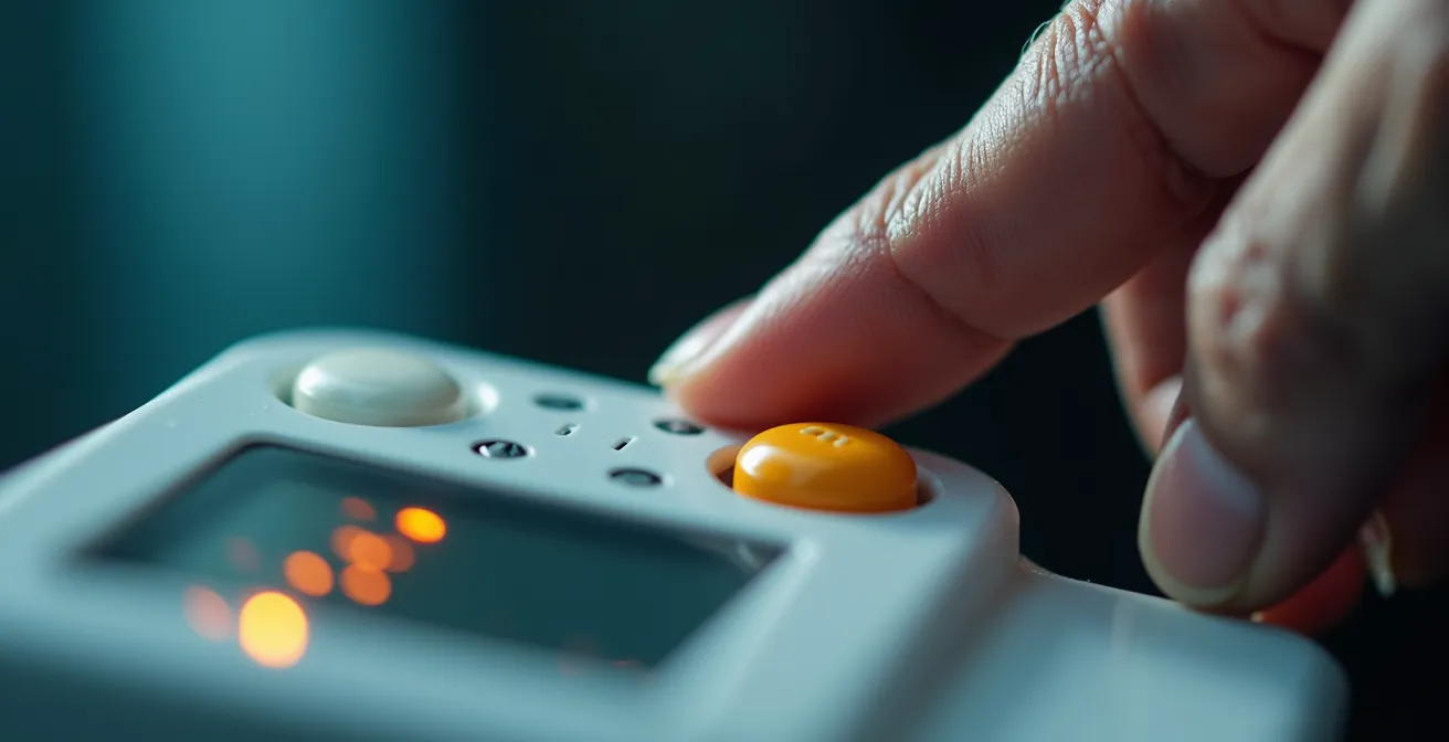 Personne âgée utilisant un pilulier connecté avec supervision par application